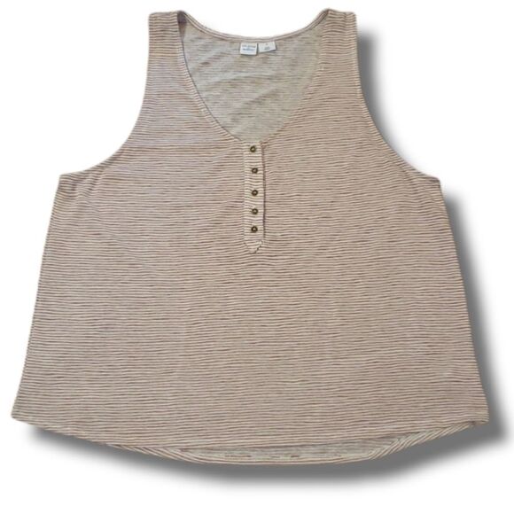 Melrose and Market‎ Button Front Stripe Tank White Red Fire Stripe Size 2X NWOT - Picture 1 of 5